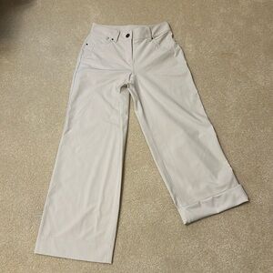 Lululemon lightweight stretchy zip front 5 pocket crop pants beige size 24 waist